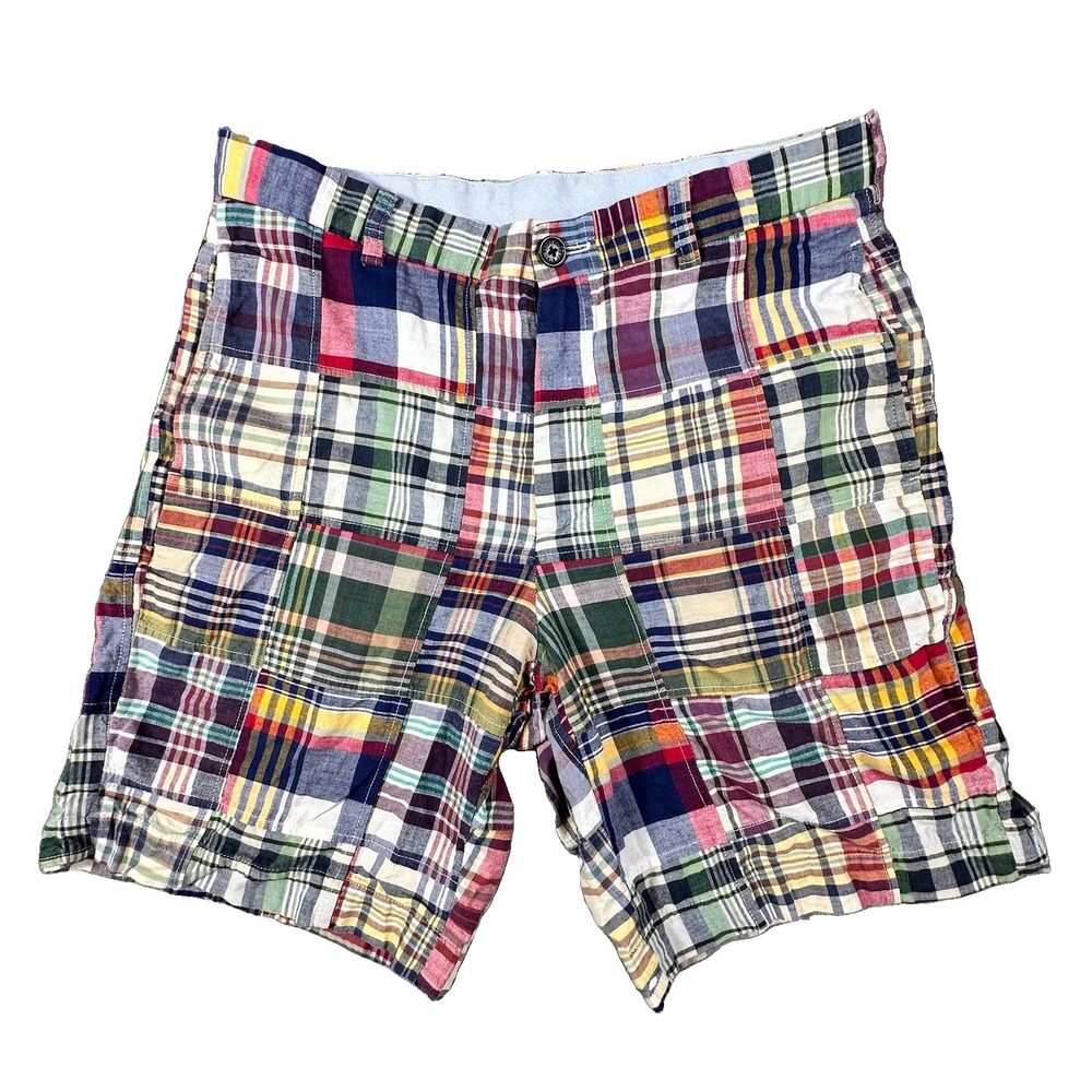 Brooks Brothers 346 Madras Patchwork Shorts 32 Multicolor Plaid Cotton Preppy